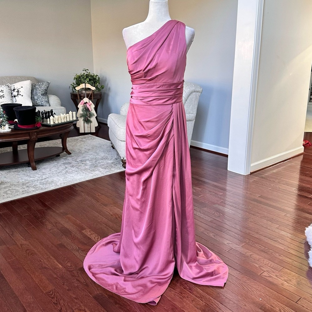Hailey Paige Occasions Berry One Shoulder Formal Black Tie Maxi Gown Size 12
